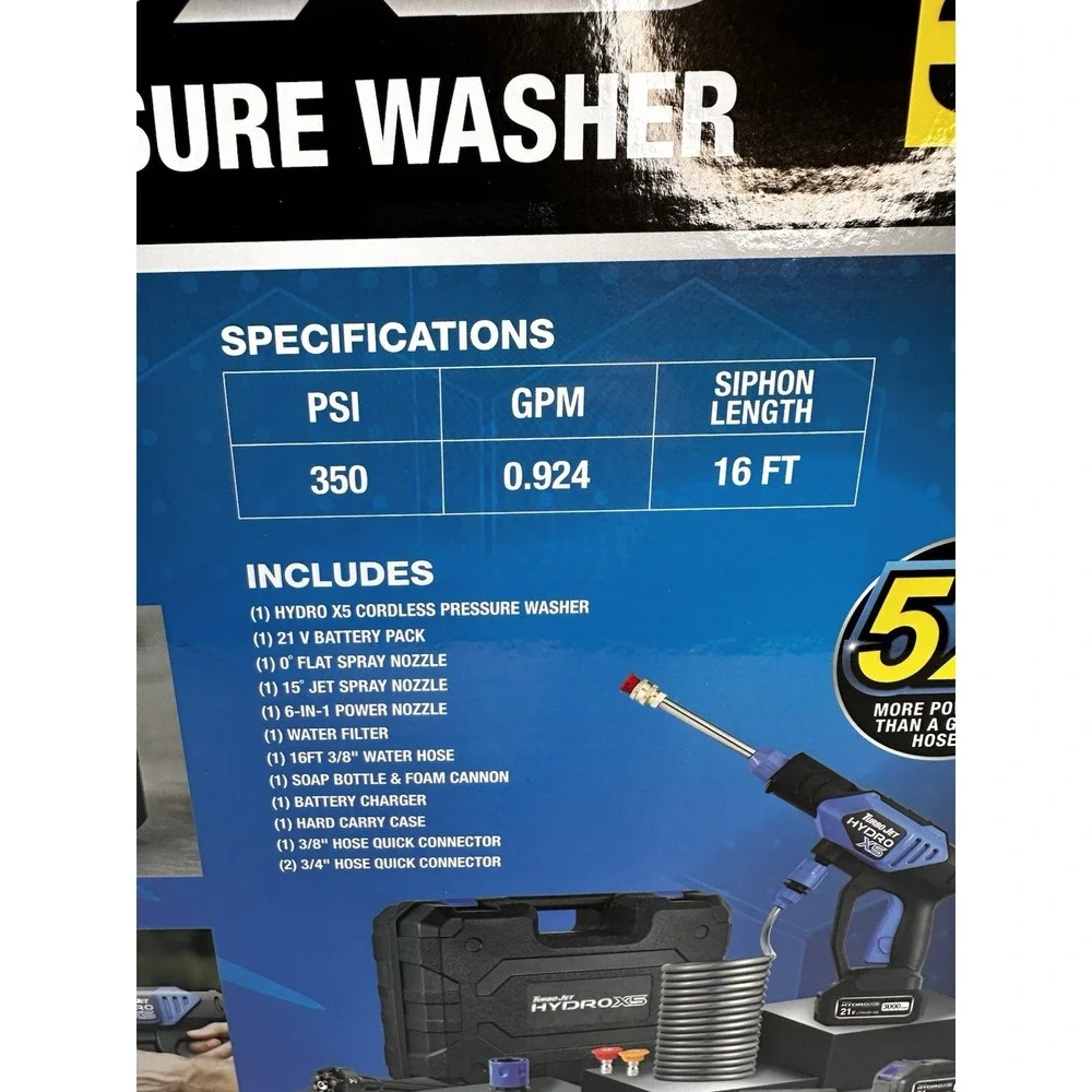 Turbo Jet Hydro X5 Pro Portable Cordless Pressure Washer Battery Powered - NEW